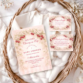 Cherry Bloom Floral Baby Shower 招待状