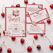 さくらんぼ花 |ピンクガールのベビーシャワー スタンダードカクテルナプキン