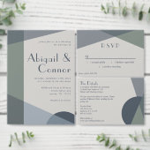 シック抽象芸術ジオメトリックセージ海軍ダスティブルー メニュー (この独立クリエイターのコレクションをカスタマイズ。)