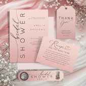 Minimal Peachy Pink Ombre Thank You Bridal Shower  サンキューカード