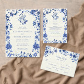 深いブルーチノワセリーヴィンテージ結婚フローラ ギフトタグ (この独立クリエイターのコレクションをカスタマイズ。)