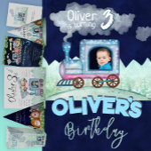 トレインウォーターの色の誕生日写真 ラウンドシール