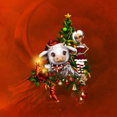 小さなクリスマス牛 セラミックノブ