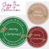 クリスマスリース 手作り食品ギフトラベル ラウンドシール