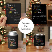 Cheers and Beers Merry 40th Christmas Birthday 箔招待状