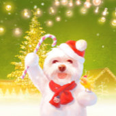 キャンディーケーン付きクリスマスドッグ シャワーカーテン