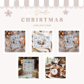 3フォトクリスマスドゥードルラインアートホリデー シーズンカード