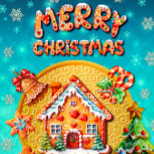 クリスマスジンジャーブレッドキャンディーハウスとお正月 招待状