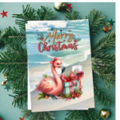 フラミンゴクリスマスをテーマにした ラッピングペーパー