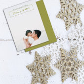 ミニマリストの緑の平和と喜びクリスマスフォト セラミックオーナメント