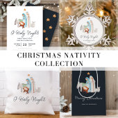 ブルー出生宗教的なクリスマス 三つ折りクリスマスカード