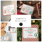 Santa's Nice List Certificate Red Green Candy Cane ポスター