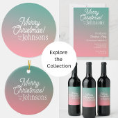 クリスマスパーティーグリーンピンクグラデーション 招待状