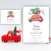 小さな冬の車の赤ん坊のシャワー感謝していユー サンキューカード