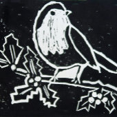 グリーンホリーベリーとクリスマスレッドロビン シーズンカード