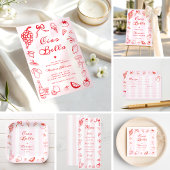 Red Italian Hand Drawn Wedding Bridal Shower メニュー
