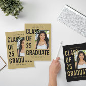 クラス25金ゴールド写真卒業パーティー スクエアペーパーコースター