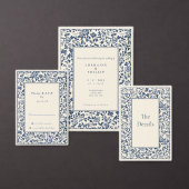デルフトウェアフローラブルーテーブル座席表カード 招待状 (この独立クリエイターのコレクションをカスタマイズ。)