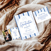 Classic Blue Toile Graduation Party 招待状