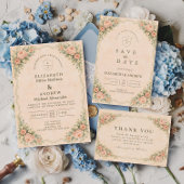 Classic Blush Rose Arch Wedding 出欠カード