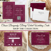 Elegant Burgundy Velvet Wedding Photo Announcement