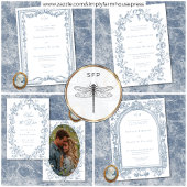 Classic Elegant Dusty Blue Delicate Floral Wedding 招待状