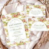 Classic Farm Animals Barnyard Baby Shower 招待状