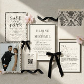 Classic Black and Ivory Wedding Details エンクロージャーカード