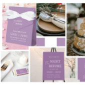 前夜のミニマルなラベンダー結婚ズ オールインワン招待状