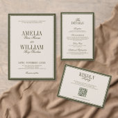 Old Money Classy Timeless Olive Green Wedding 招待状 (この独立クリエイターのコレクションをカスタマイズ。)