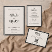 Old Money Classic Luxury Black Cream Wedding 招待状 (この独立クリエイターのコレクションをカスタマイズ。)