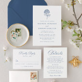 Classic Navy Hydrangea Photo Wedding セーブザデート