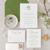 Classic Olive Green Hydrangea Photo Wedding セーブザデート