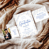 Photo Classic Porcelain Blue Graduation Party 案内状