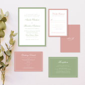 Formal Real Sage Green Border & Script Wedding アクリル招待状