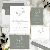 モノグラムセージグリーンクラシックリース結婚ズジン リキュールボトルラベル