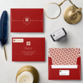 クラシックスクエア二重中国の幸福結婚ズ プレイスカード (この独立クリエイターのコレクションをカスタマイズ。)