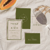 Olive Green Ivory Old Money Wedding Place Cards    テーブルナンバー