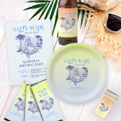 Coastal Yellow Cowgirl Mermaid Birthday Party ラウンドシール