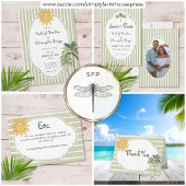 Coastal Chic Sun Palm Tree Wedding 招待状