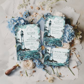 Coastal Lighthouse Wave Wedding 招待状