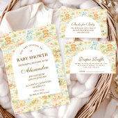 Coastal Pastel Animals Baby Shower 招待状