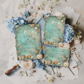 Coastal Seashell Botanical Wedding セーブザデート