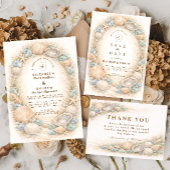 Coastal Seashell Wreath Wedding セーブザデート