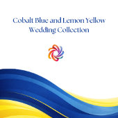 Cobalt Blue & Yellow Modern Wedding  招待状