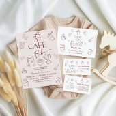 Coffee Theme Bow Cafe Bebe Brewing Baby Shower アクリル招待状