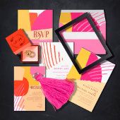 カラーブロック結婚の夏ID740 出欠カード