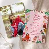 Cheers to the Grad Cute Doodle Graduation ワインラベル