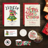 おもしろいレトロメリークリスマスカラフル水の色Typo