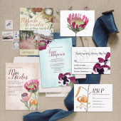 マゼンタパンジー、ターコイズRSVPカード アドバイスカード